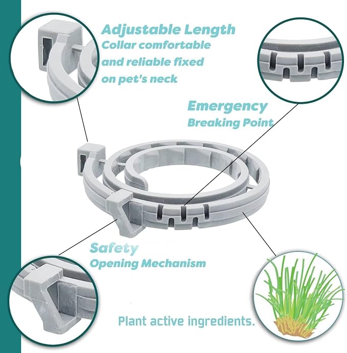 Flea and Tick Collar for Dog and Cat, Made with Plant Based Essential Oil, Safe and Effective, Waterproof, Free Comb and Tweezers & Drop 12-Month, 2 Packs