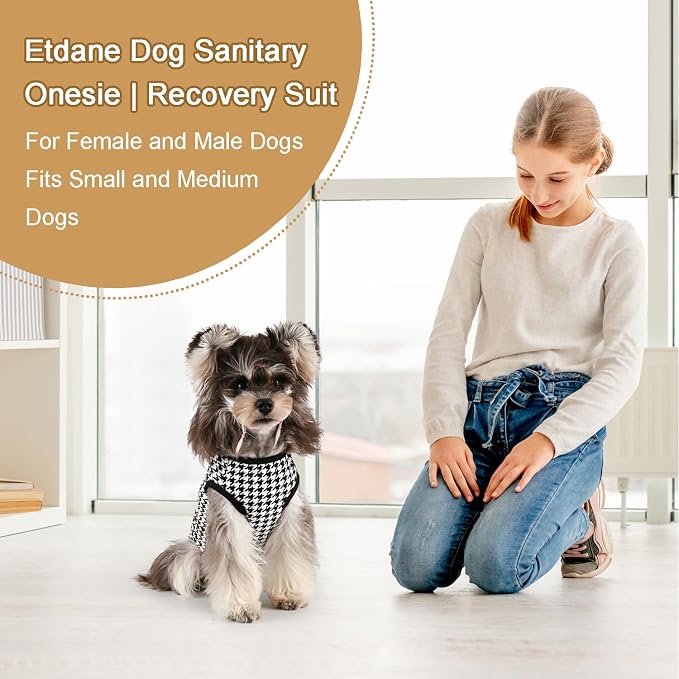Etdane Dog Period Diapers Small Dog Period Suit Dog Sanitary Panties for Male Female Dogs Diaper Cover for Heat Plover Plaid Medium