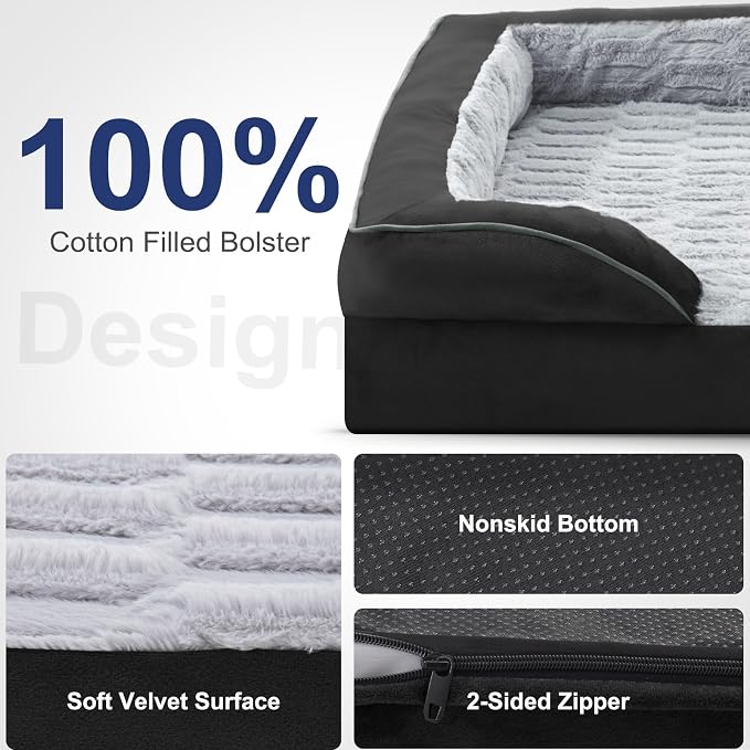 FURTIME Orthopedic Small Dog Bed, Waterproof Dog Beds, 28x23x6.5 Supportive Foam Pet Couch Bed with Removable Washable Cover and Nonskid Bottom