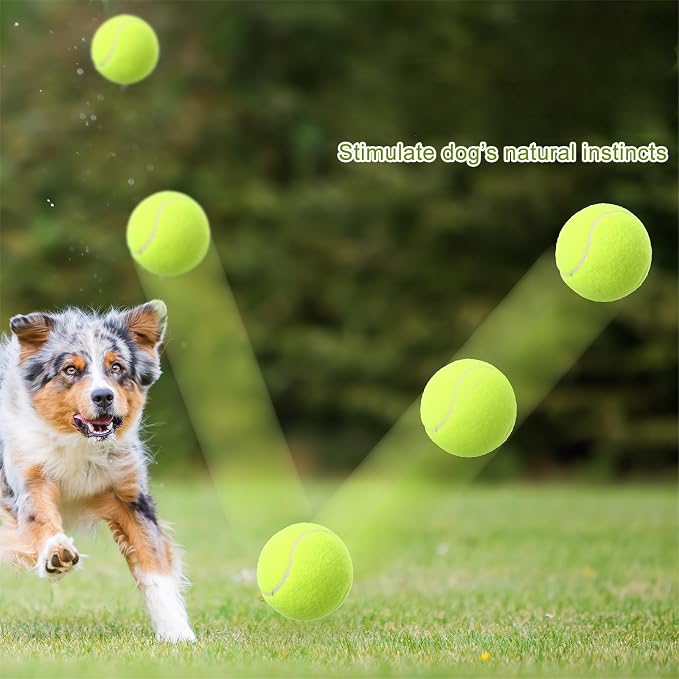 Blueweenly 8 Pack Dog Tennis Balls, 4 Large 9.5" 4 Small 2.5" Tennis Balls for Dogs, Outdoor Herding Dog Toys with Inflation Needle, Pet Birthday Sports Gifts for Small Medium Large Dogs