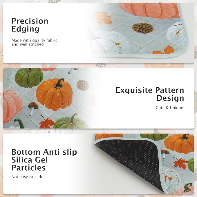 IEUUMLER Washable Pee Pads for Dogs, 2 Pack Pumpkin Pattern Reusable Waterproof Puppy Potty Pads, Non-Slip Absorbent Pet Training Pads for Playpen Crate Bed EU016 Grey Pumpkin, 36x24