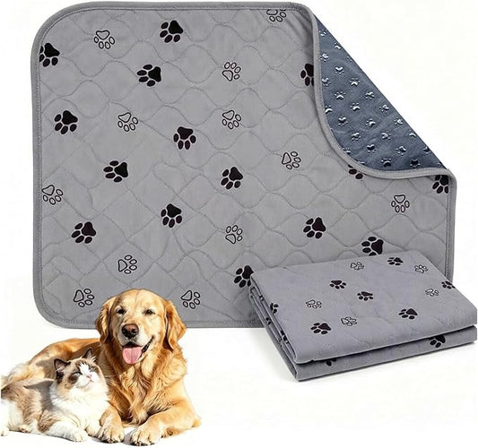 Puppy Pee Pads with Pheromones,Washable and Reusable Pee Pads for Dogs,Waterproof and Leak-Proof,Non-Slip Base Training Pads Suitable for Home,Travel and Dog Crates(Gray Paw,M:31.5*27.6in)