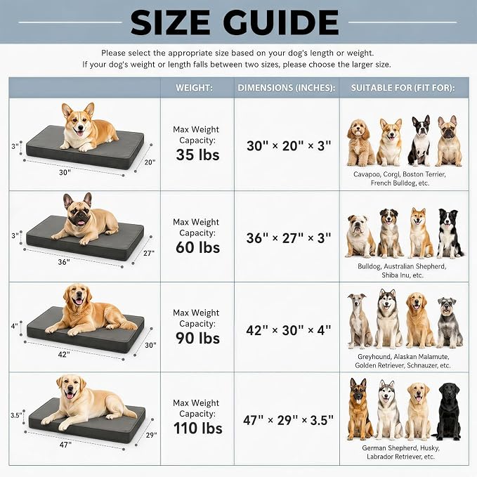 WNPETHOME Outdoor Dog Bed Waterproof, Large Outdoor Dog Bed for Large Sized Dog, Outdoor Indoor Dog Bed with Removable Washable Cover, Egg Crate Foam Dog Crate Mat, Durable Waterproof Dog Bed