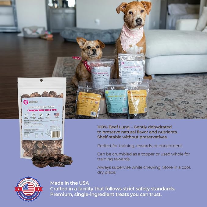 Pawsomely Healthy Beef Lung Dog Treats – 100% Single Ingredient Air-Dried Training Rewards – No Fillers or Additives, Grain-Free – Low Fat & High Protein – Made in USA, 3.5 oz