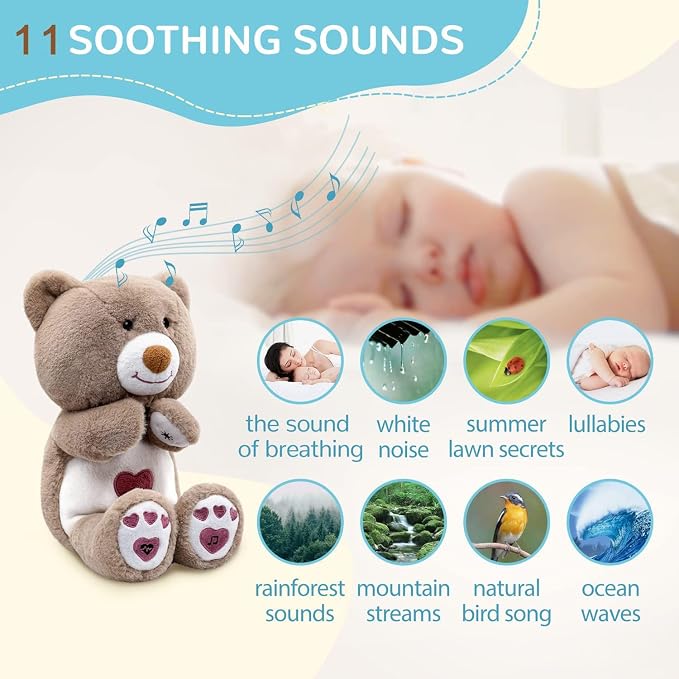 DEARBABY Baby Sleep Soother,Newborn Essentials Stuff Toys 0-6 Months, Christmas Girl Gifts Sound Machine for Nursery with Realistic Breathing Motion Baby Registry Search