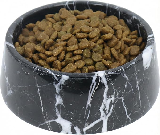 OOBOOB Natural Marble Dog Bowls, Heavy Non-Slip Pet Bowls, Minimalist Design with Unique Veining, Durable Dog Food & Water Bowls for Small to Medium Dogs & Cats