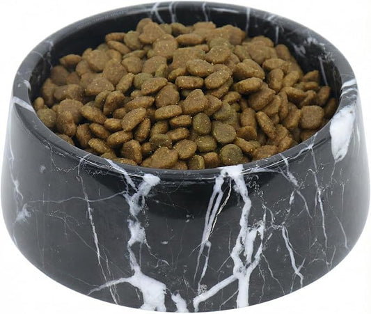 OOBOOB Natural Marble Dog Bowls, Heavy Non-Slip Pet Bowls, Minimalist Design with Unique Veining, Durable Dog Food & Water Bowls for Small to Medium Dogs & Cats