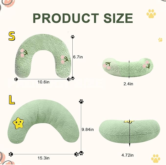 ucho Dog Puppy Pet Pillow Cuddle Toy for Sleeping, Soothing Plush Soft Toy, Dog Calming Pillow Old Joint Relief, Puppy Stuffed Animal Toys U Shaped Neck Pillow (Small, Cherry)