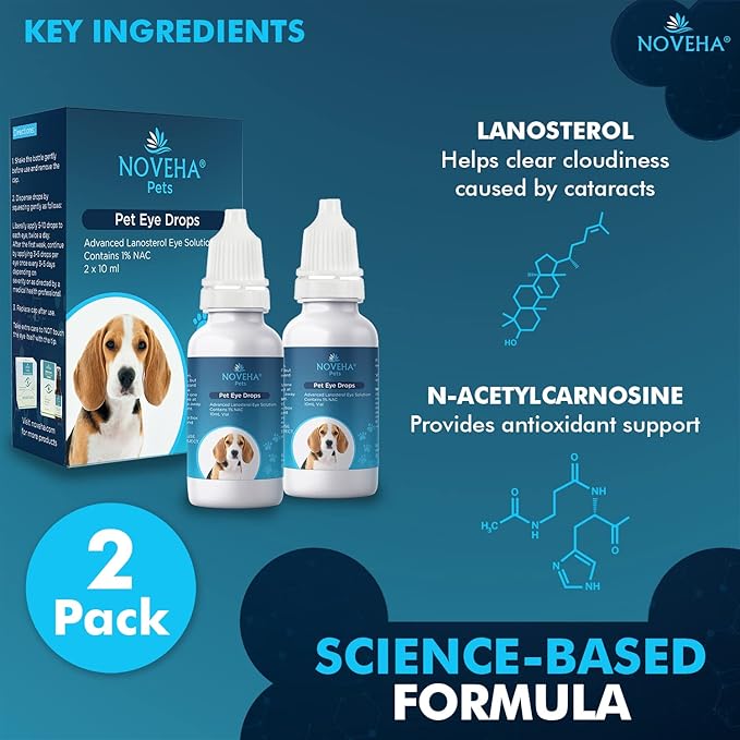 NOVEHA Pet Drops | Advanced Lanosterol Solution + NAC (2 x 10 mL)