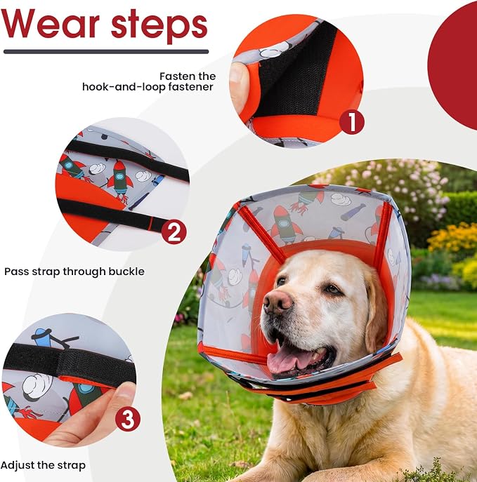 Allroaring Dog Cone, Soft Dog Cone Collar to Stop Licking, Adjustable Cones for Small Dogs, Comfy Pet Recovery Collars & Cones Alternative for After Surgery Wound Healing, Red S
