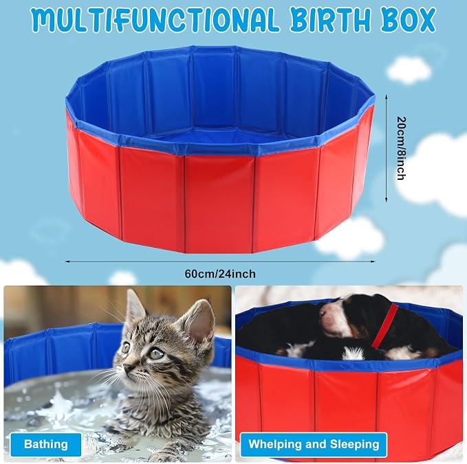 60Pcs Puppy Kitten Whelping Kit Birthing Supplies Newborn Whelping Supplies with Nursing Feeding Tube Record Charts Puppy Whelping Collars Urine Pads Gloves for Keeping Kitten Dogs Cats