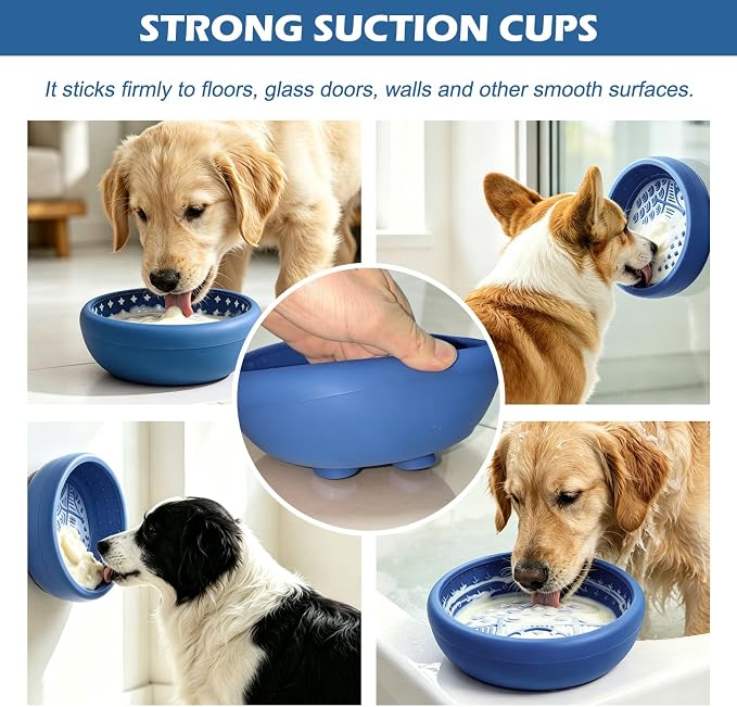 Slow Feeder Dog Bowls for Cats, Silicone Puzzle Pet Anxiety Relief Lick Mat | 2 cups,food-grade BPA free, strong suction,dishwasher safe,small medium large breeds , dry wet frozen food,slow down eating