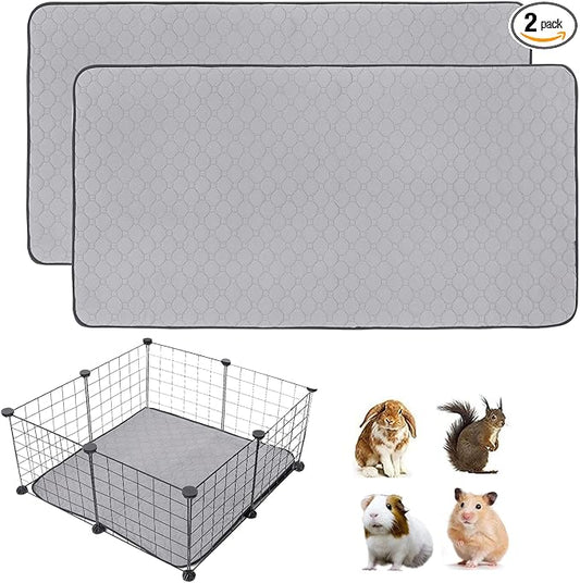 2Pack Guinea Pig Cage Liners, 24''X24'' Washable Guinea Pig Pee Pads, Non Slip Reusable Super Absorbent Guinea Pig Training Mat Bedding Fleece for Small Animals Hamster Rabbit Chinchilla Rat