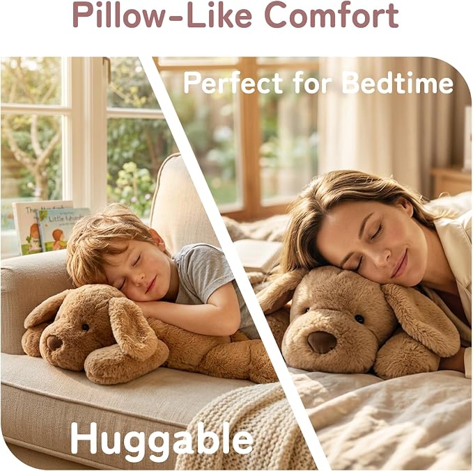 Niuniu Daddy 25" 5lb Dog Weighted Stuffed Animal forKids and Adults, Soft Sensory Plush Body Pillow for Calming Support, Large Animal Toy for Everyday Comfort