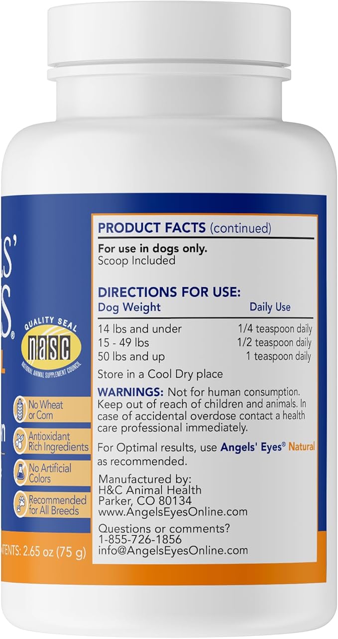ANGELS' EYES Natural Tear Stain Prevention Chicken Powder for Dogs | All Breeds | No Wheat No Corn | Daily Support for Eye Health | Proprietary Formula |Limited Ingredients | Net Contents 75g