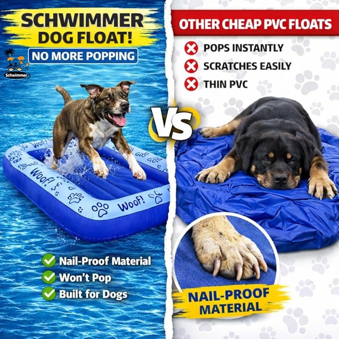 Schwimmer Dog Pool Float – Premium Pool Float for Large Dogs up to 220lbs – Durable & Inflatable Dog Raft for Pool, Lake & Beach – Comfortable & Safe Floating Mat for Summer Fun - Dog Floatie