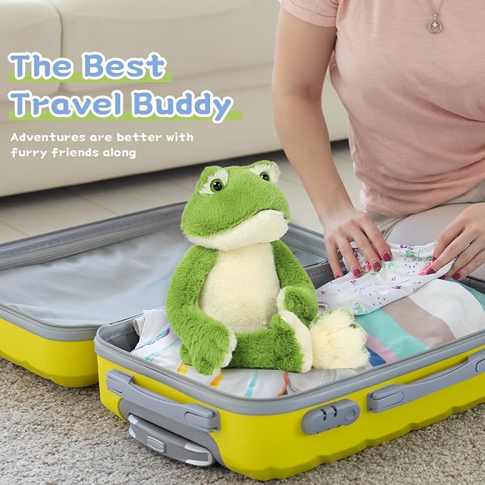 Muiteiur 17.7 Inch Plush Frog Stuffed Animal, Cute Frog Soft Toy with White Belly, Stuffed Frog Plush Toy Gift for Kids Girlfriend