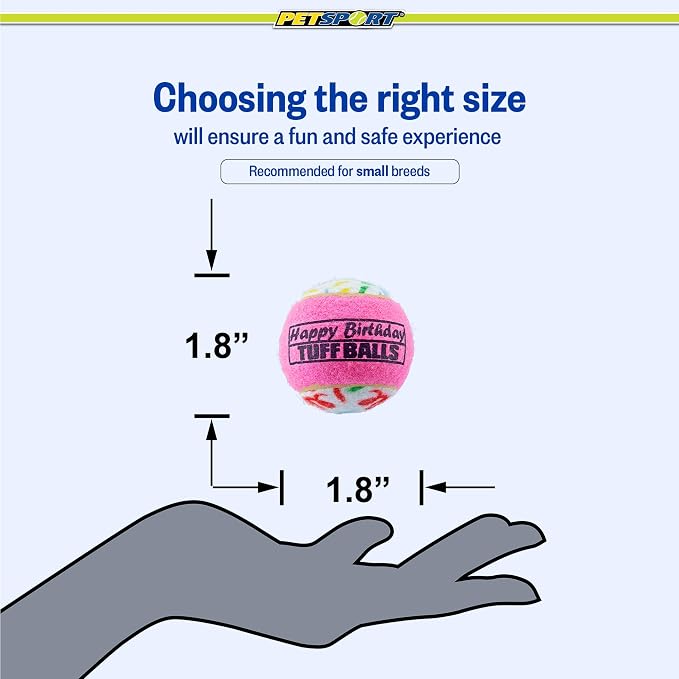 PetSport Jr. Happy Birthday Tuff Balls (1.8" Happy Birthday Tuff Balls Jr 4PK)