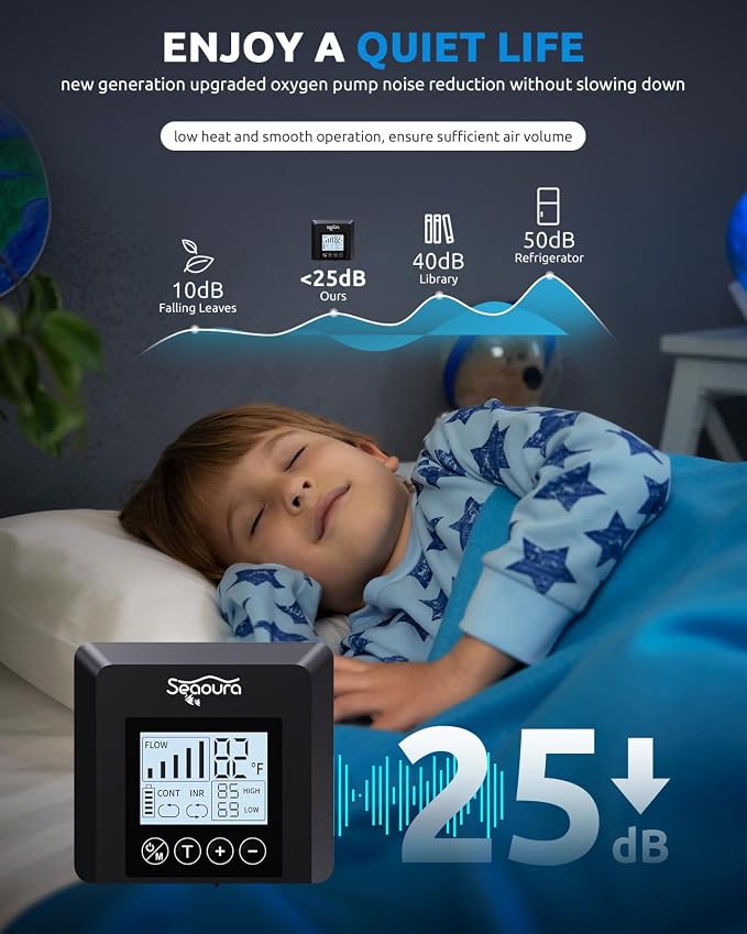 SEAOURA Digital Aquariums Thermometer with USB Rechargeable Portable Aerator