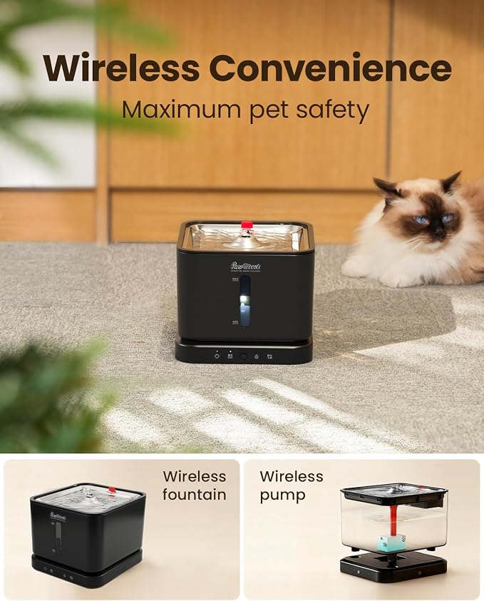 Cat Water Fountain with 6 Packs Pet Water Fountain Replacement Filters & Sponges Set