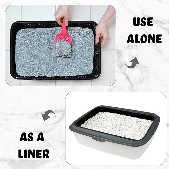 Tessco for you 30 Pack Disposable Cat Litter Boxes, Plastic Leakproof Litter Trays for Cats, Disposable Travel or Temporary Litters Pan for Kittens and Small Pets, 16.7 x 10.5 x 3.4 Inch(Black)