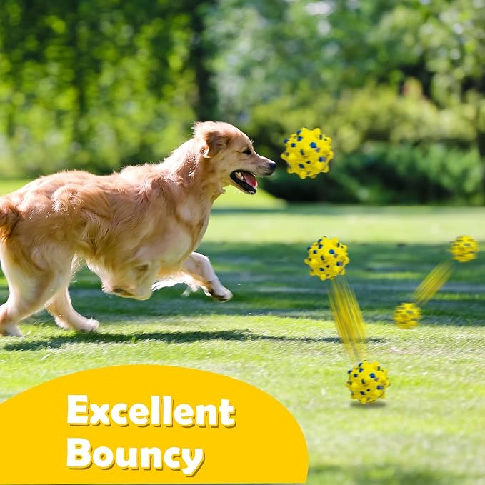 4PCS Indestructible Tennis Balls for Dogs, Dog Balls for Aggressive Chewers, Durable Bouncy Toy Balls, Interactive Toys Fetch Game, Lightweight Floating Medium
