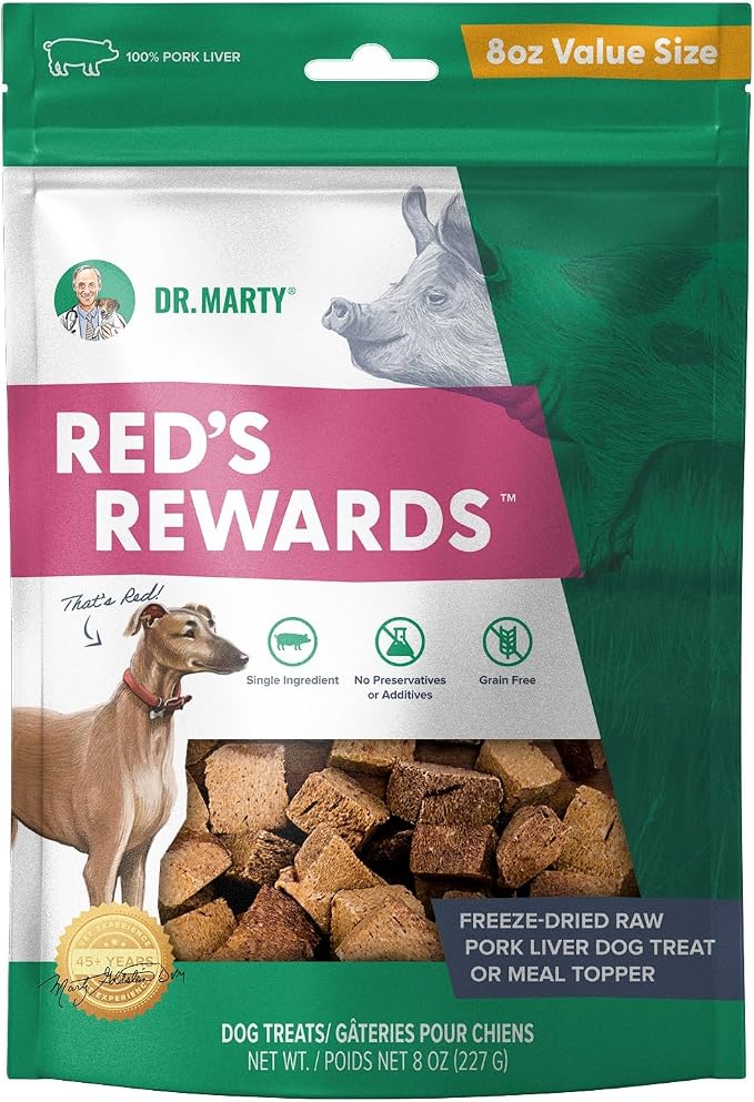Dr. Marty Red's Rewards Freeze-Dried Pork Liver Dog Treats 8 oz