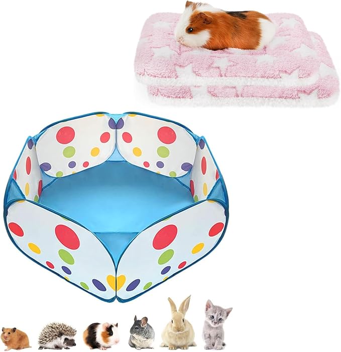 Amakunft 2 Pcs Guinea Pig Bed Mat Washable, Rabbit Winter Bed Pad for Indoor & Portable Small Animals Playpen, Outdoor/Indoor Pop Open Pet Exercise Fence
