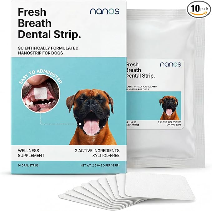 Dog Dental Treats Strip – 10-Pack Dog Breath Treats | Dissolves in Seconds | Teeth Cleaning Strip | Pet Oral Care Mint Strips