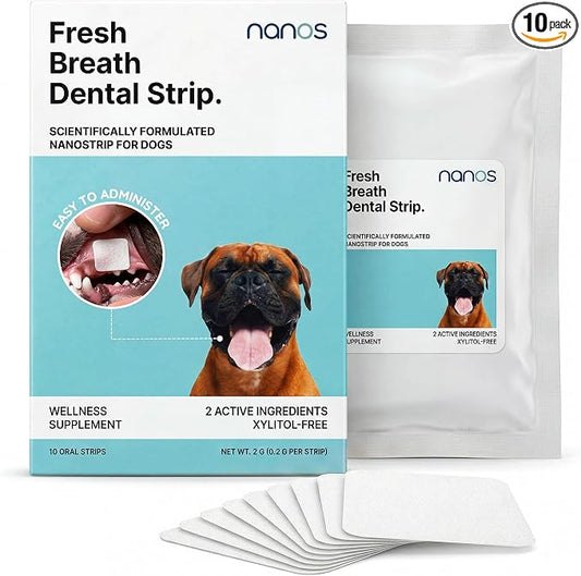 Dog Dental Treats Strip – 10-Pack Dog Breath Treats | Dissolves in Seconds | Teeth Cleaning Strip | Pet Oral Care Mint Strips