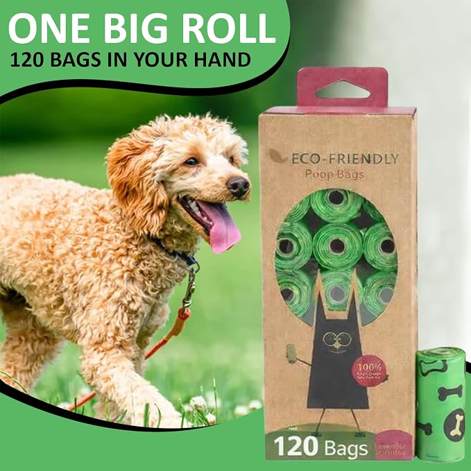 MEADOWS & MUTTS Dog Poop Bags - 120 Count Compostable Biodegradable Plant Based Pet Waste Bags | Leak Proof Extra Thick | Lavender Scented Eco-Friendly Puppy Poop Bags