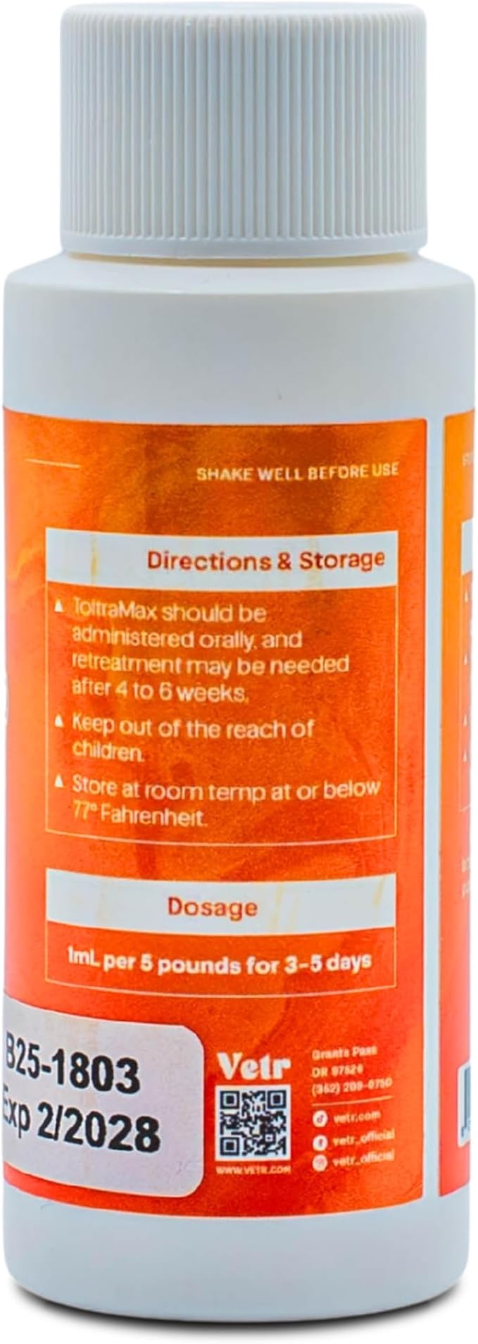 Toltrazuril 5.0% for Horses, Dogs, Cats, 60mL/2 Ounce, for Non-Food Chain Animals, Peanut Butter