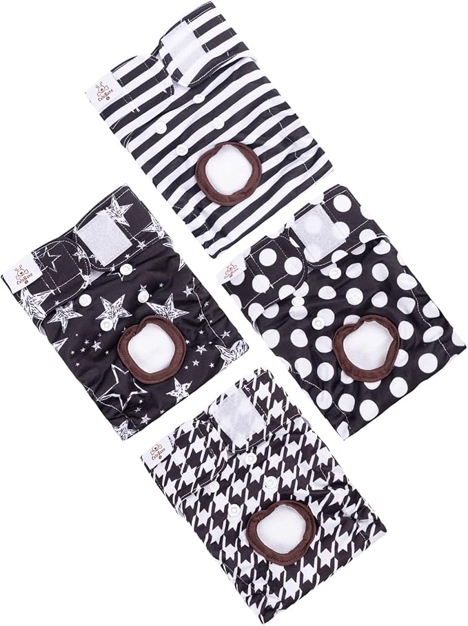 CuteBone Washable Female Dog Diapers 4 Pack Reusable Doggie Heat Diapers for Period FMG01XS