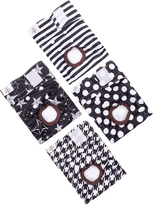 CuteBone Washable Female Dog Diapers 4 Pack Reusable Doggie Heat Diapers for Period FMG01XS