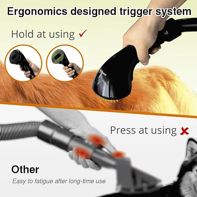 Pet Vacuum Grooming Comb Brush, Black | Hair Remover, Shedding Deshedding, Attachment Tool Kit, For Dogs and Cats
