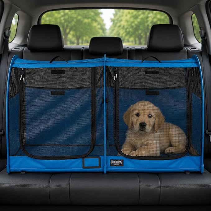 STURDI Small Cargo Pop-Up Pet Kennel, Double Compartment | Collapsible Travel Pet Crate for Cats & Dogs | Easy to Fold with Portable Carry Bag