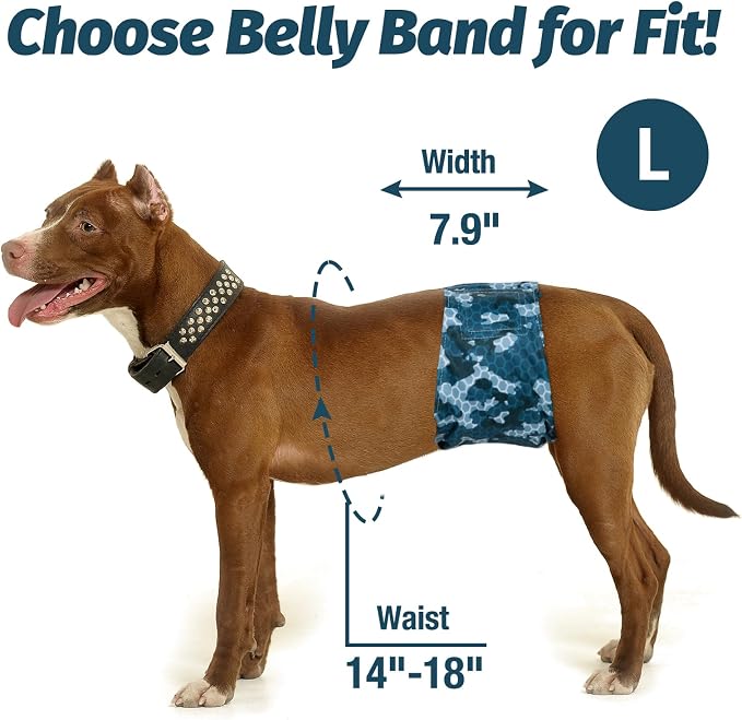 Pet Soft Dog Belly Band - 3 Packs Reusable Dog Diapers Male Dog Diapers Belly Wraps - Washable Dog Belly Bands for Male Dogs (Army, L)