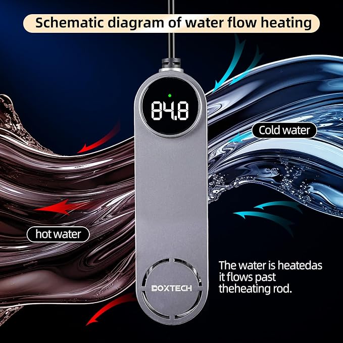 boxtech Aquarium Heater, Fish Tank Heater for 25 to 40 Gallon Tanks, 200w Submersible Water Heater with Digital Thermometer, Overheat Protection