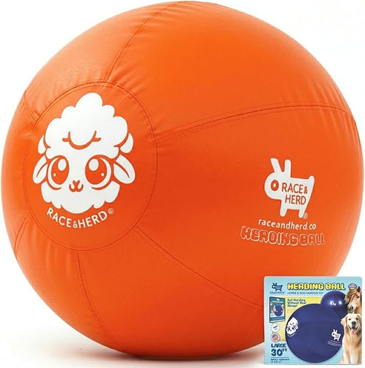 Race&Herd 30" Original XXL Herding Ball for Dogs - Herding Toys, Giant Dog Ball for Australian Shepherds, Border Collies - Durable Dog Outdoor Training Toy for Large Breeds & Horses (Tangerine)