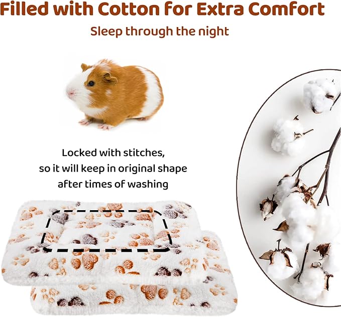 Amakunft 2 Pcs Guinea Pig Bed Mat Washable, Rabbit Winter Bed Pad for Indoor, Warm Small Animal Bed Mattres Guinea Pig Playpen with Cover, Hamster Playpen with Anti Escape Top
