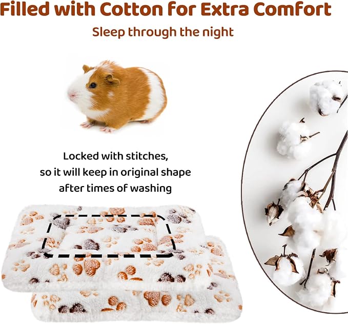 2 Pcs Guinea Pig Bed Mat Washable, Rabbit Winter Bed Pad for Indoor, Warm Small Animal Bed Mattres & Rabbit Pee Pads, Pet Toilet/ Potty Training Pads, Super Absorbent Guinea Pig Disposable Diaper