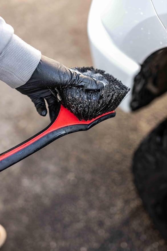 Detail Factory - Fender Well Brush - Ergonomic ProGrip Handle, Stiff Synthetic Bristles, Ergonomic Design, Clean Your Wheel Wells with Ease - Octane Ectoplasm