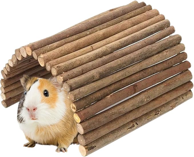 Tfwadmx Wooden Hamster Bridge, Extra Large Small Animal Bendy Bridge Tunnel Hut Hideout Ladder Hideaway Climbing Chew Toy for Gerbil Guinea Pig Chinchilla Rabbit Ferret Hedgehog Rat Gerbil