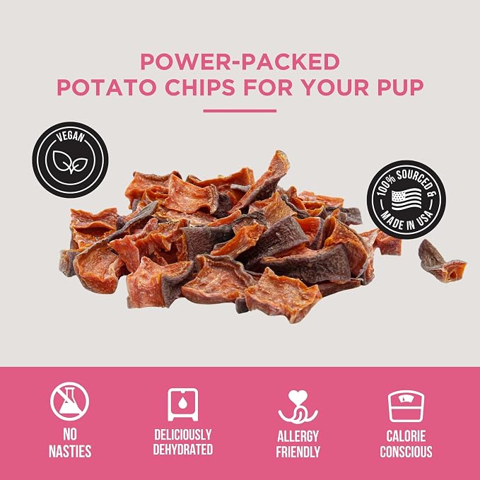 Natural Rapport Dehydrated Sweet Potato Bites Dog Treats - Single Ingredient, Grain-Free, High Fiber Healthy Snack (8 oz)