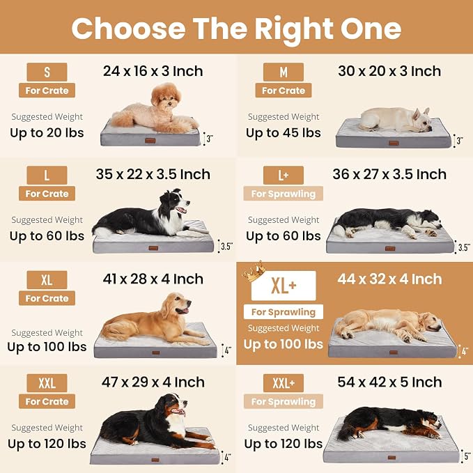 OhGeni Orthopedic Waterproof Dog Bed for Large Dogs, Machine-Washable Removable Cover in Easy-Clean Fabric, Reversible Memory Foam & Easy-Carry Handle, Wider and Larger, 44 inch (Pink)