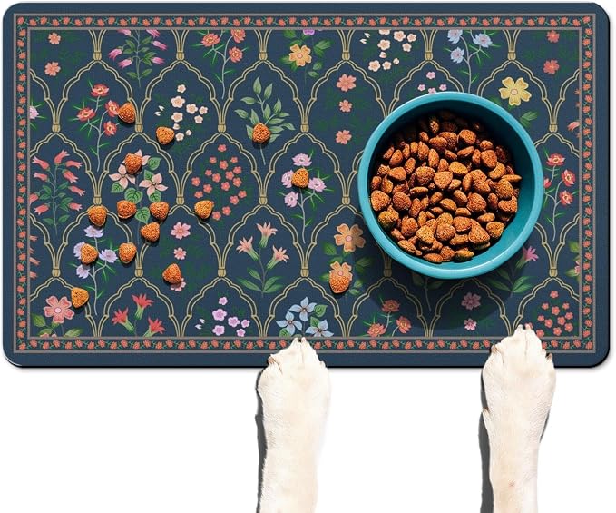 Absorbent Pet Dog Bowl Mat for Food and Water, Pet Cat Food Feeding Mat with Non Slip Rubber Backing, Dog Food Mats for Floors Waterproof, 24"x32"