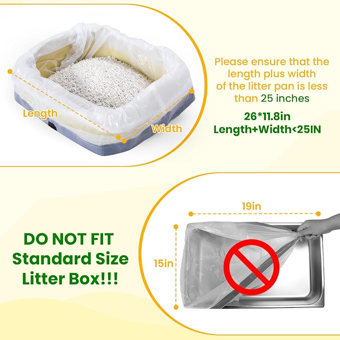 160 Count Drawstring Cat Litter Box Liners, Durable Cat Litter Bags Compatible with Cumrige & Fsitego & Fumoi & ZeaCotio Self-Cleaning Litter Box, 26"x11.8"