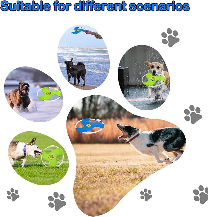 Dog Flying Disc Flyer Dog Toys, Glow in The Dark Nylon Dog Toy with 3 Light Models, Floating Dog Ring Toys for Physical Exercise, Pet Training Throwing Playing
