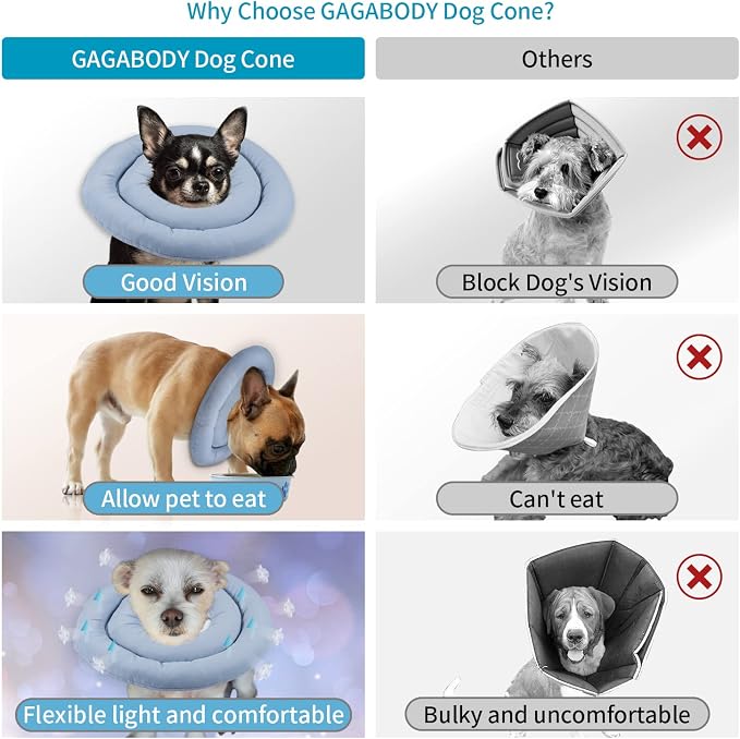 Gagabody Soft Dog Cone Alternative for Small Dogs, Cats & Medium Dogs - Comfortable, Adjustable Elizabethan Collar for Recovery