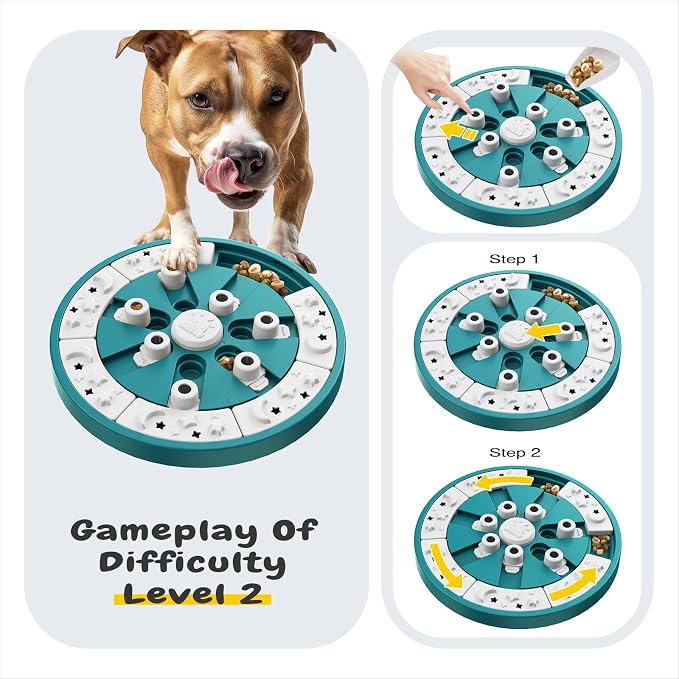 KADTC Dog Puzzle Toy, Large Size, 2 Levels of Step-by-Step Challenge, 3 Ways to Play Beginner to Advanced Slow Feeder & Mental Stimulation for Dogs Enrichment Toys